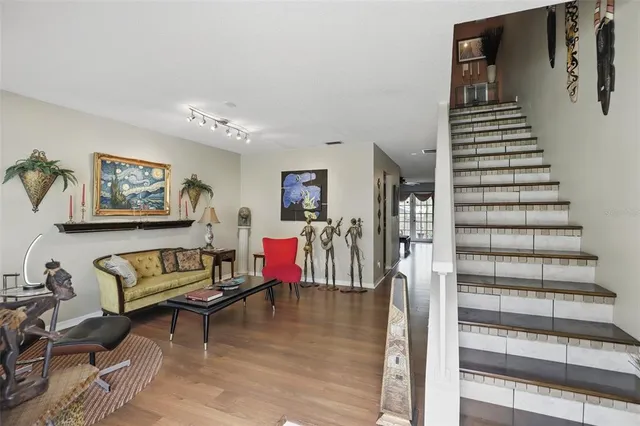 a living room with furniture