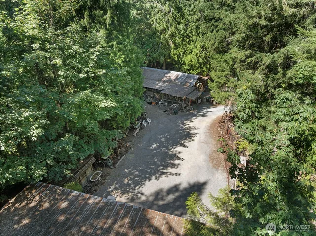 a view of a street with a tree