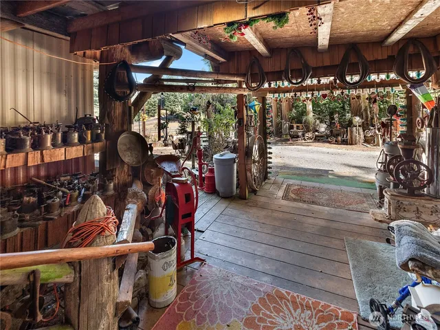 a view of a chairs and tables in patio