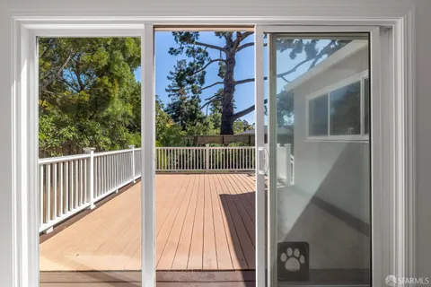 a view of balcony with a swing