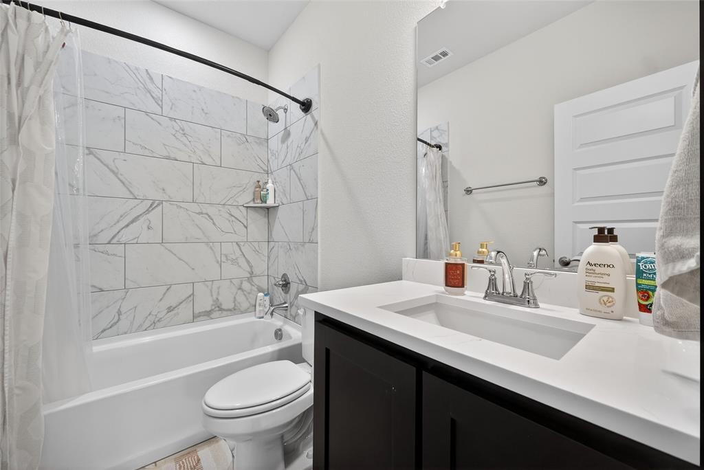 596 Randys Way Pilot Point, TX 76258 - Photo 31 of 40 a bathroom with a sink a toilet and a bathtub