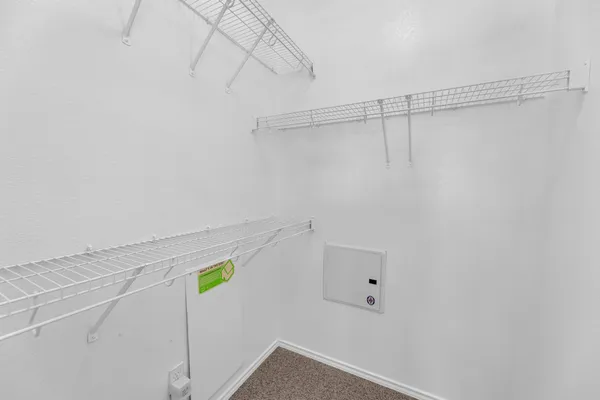 a bathroom with a shower and vanity