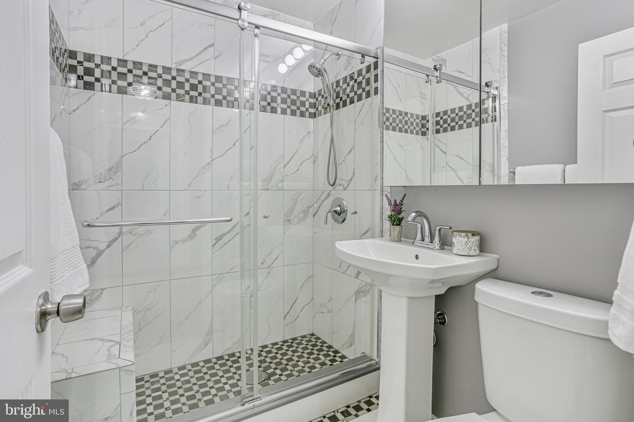 9939 Cottrell Terrace Silver Spring, MD 20903 - Photo 22 of 33 a bathroom with a sink a toilet and shower