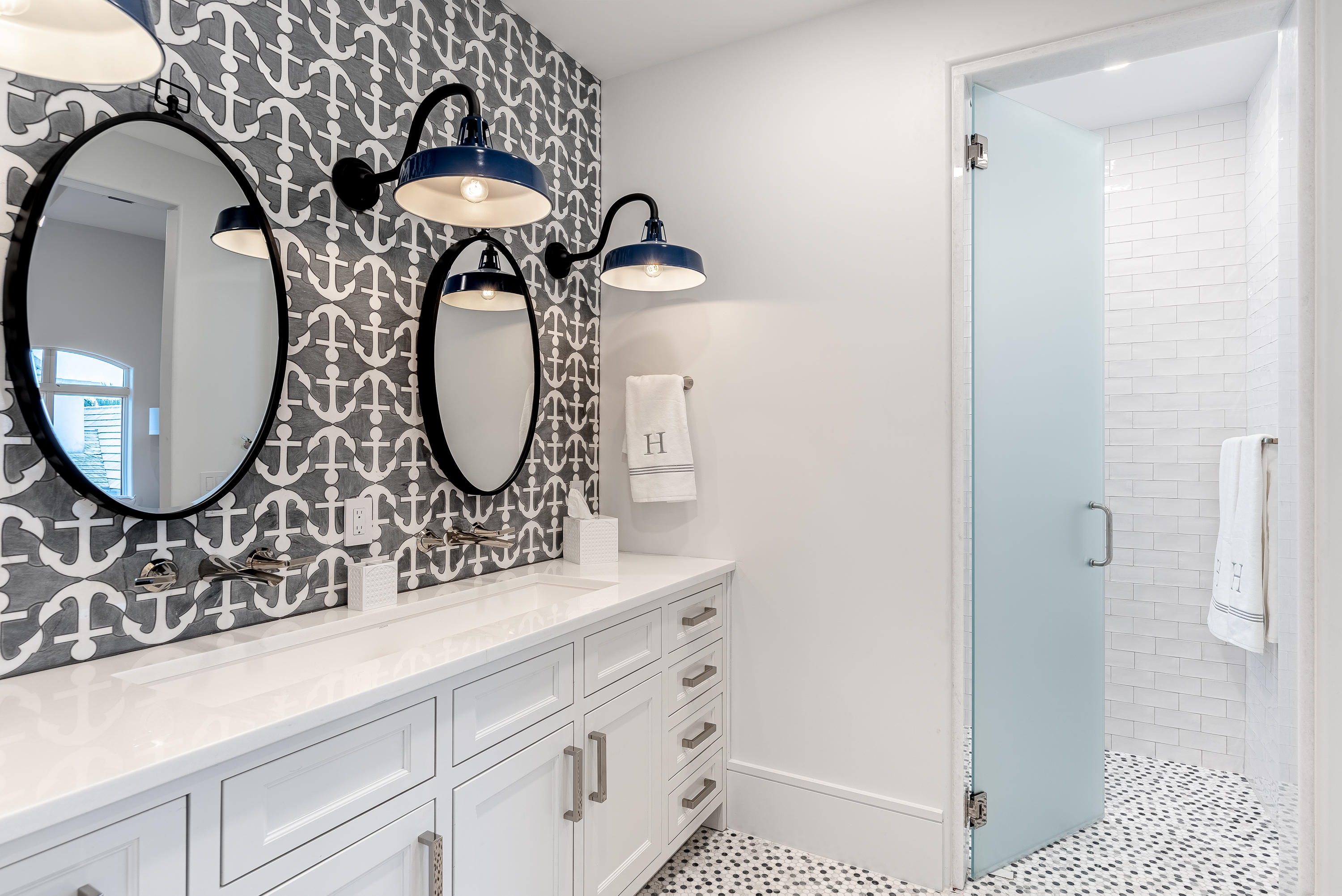3010 East County Highway 30A Santa Rosa Beach, FL 32459 - Photo 50 of 54 a bathroom with sinks and a mirror