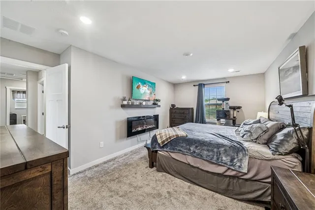 a bed room with a bed and a television