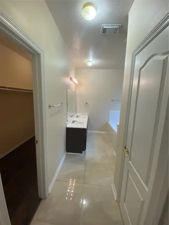 a bathroom with a bathtub