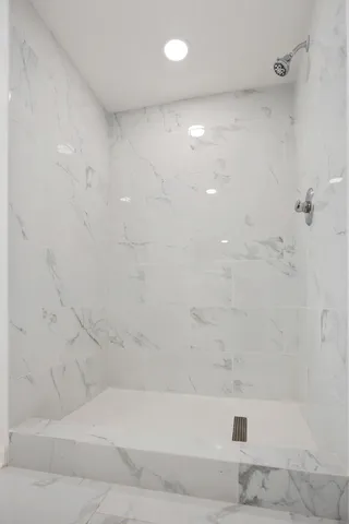 a bathroom with a bathtub