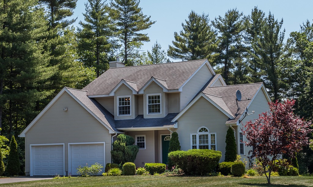 a front view of a house with garden
