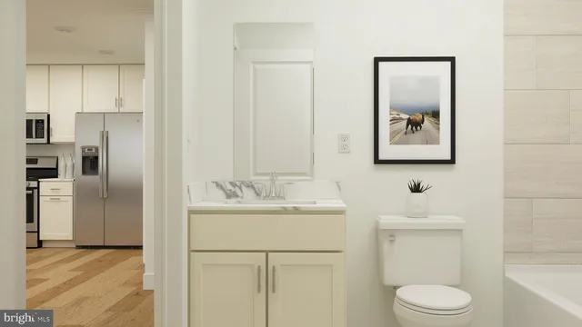 a bathroom with a sink toilet and vanity