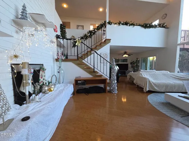 a view of entryway and workspace