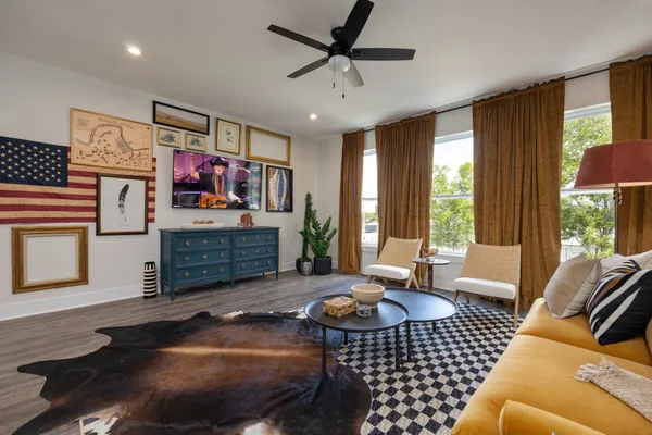 a living room with furniture