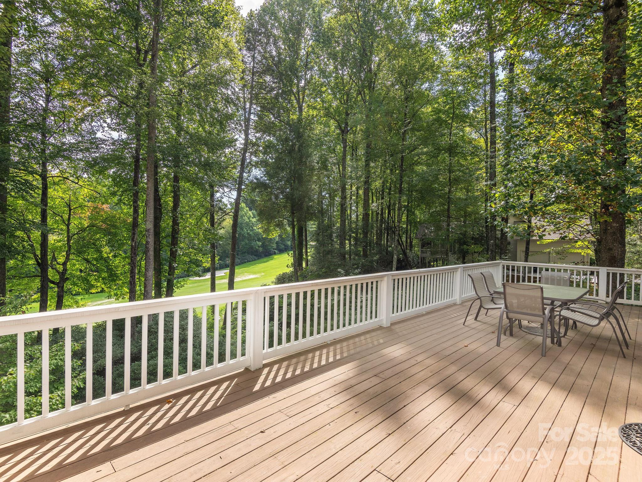 120 Mossy Rock Road Sapphire, NC 28774 - Photo 16 of 47 a view of backyard with deck and outdoor seating