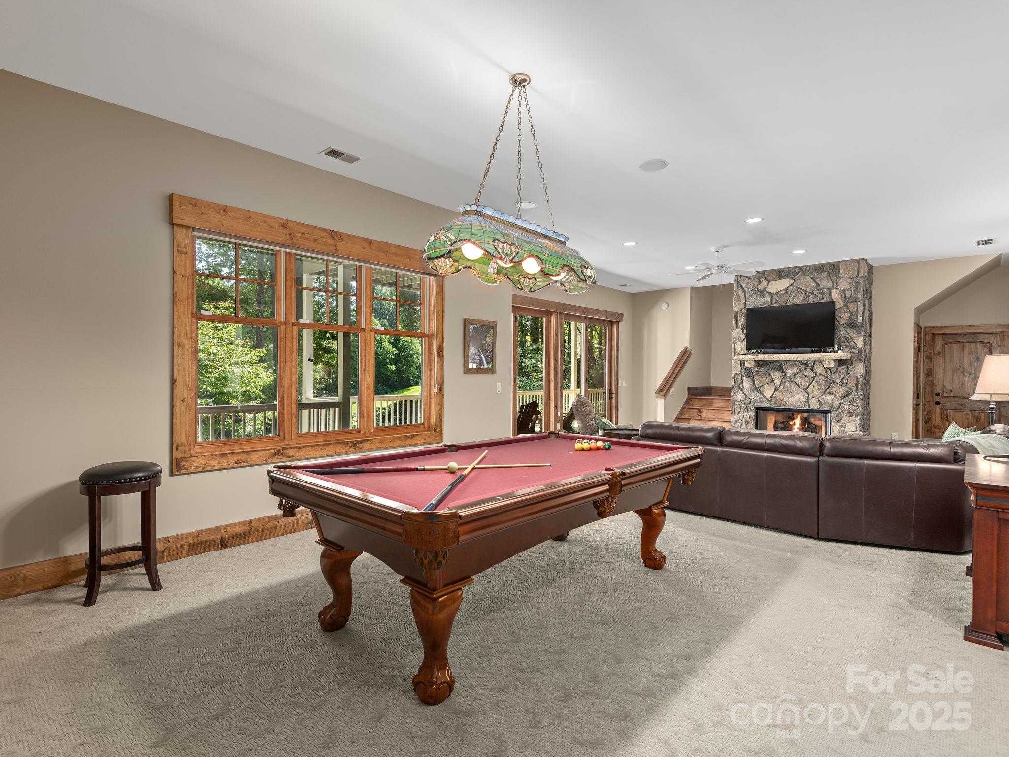 120 Mossy Rock Road Sapphire, NC 28774 - Photo 38 of 47 a room with pool table and windows