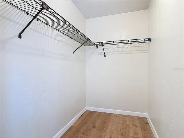 a view of small space with racks on the wall
