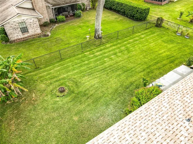 a view of a garden with an outdoor space