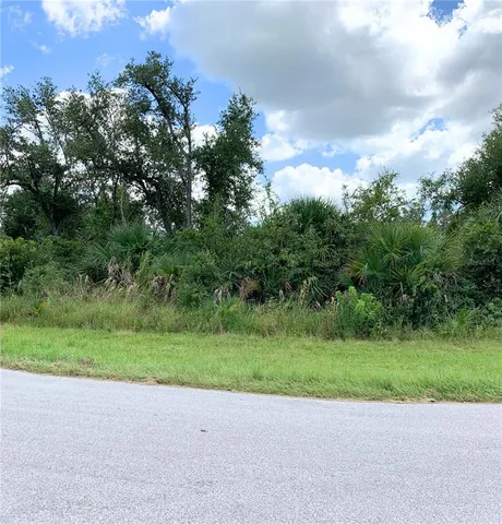 a view of a road with a yard