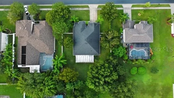 an aerial view of a house