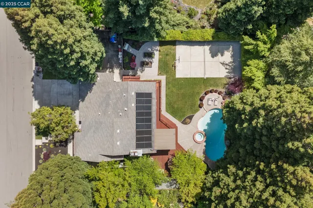 an aerial view of a house