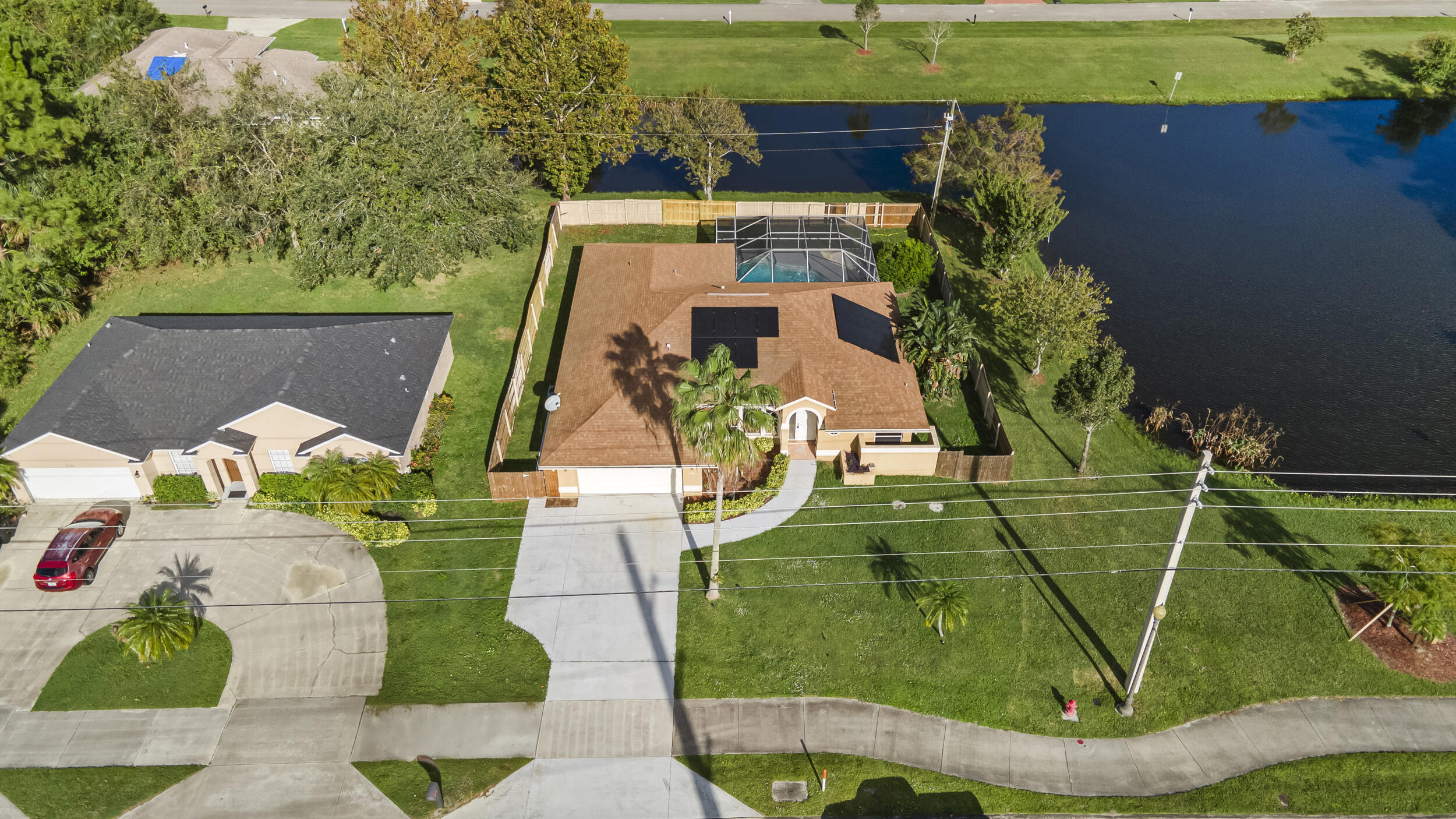 an aerial view of a house