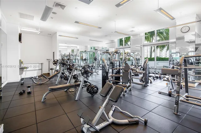 a view of a room with gym equipment