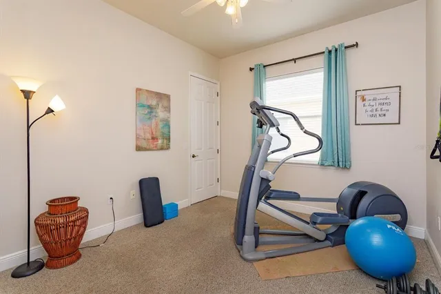 a room with gym equipment