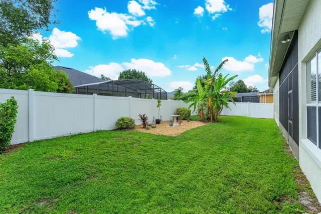 a view of a yard with a tree