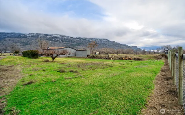 a view of an outdoor space and mountain view