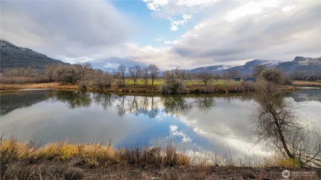 a view of lake with mountain