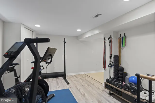 a view of a room with gym equipment
