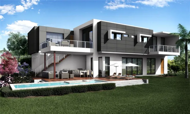 a view of a building with a swimming pool