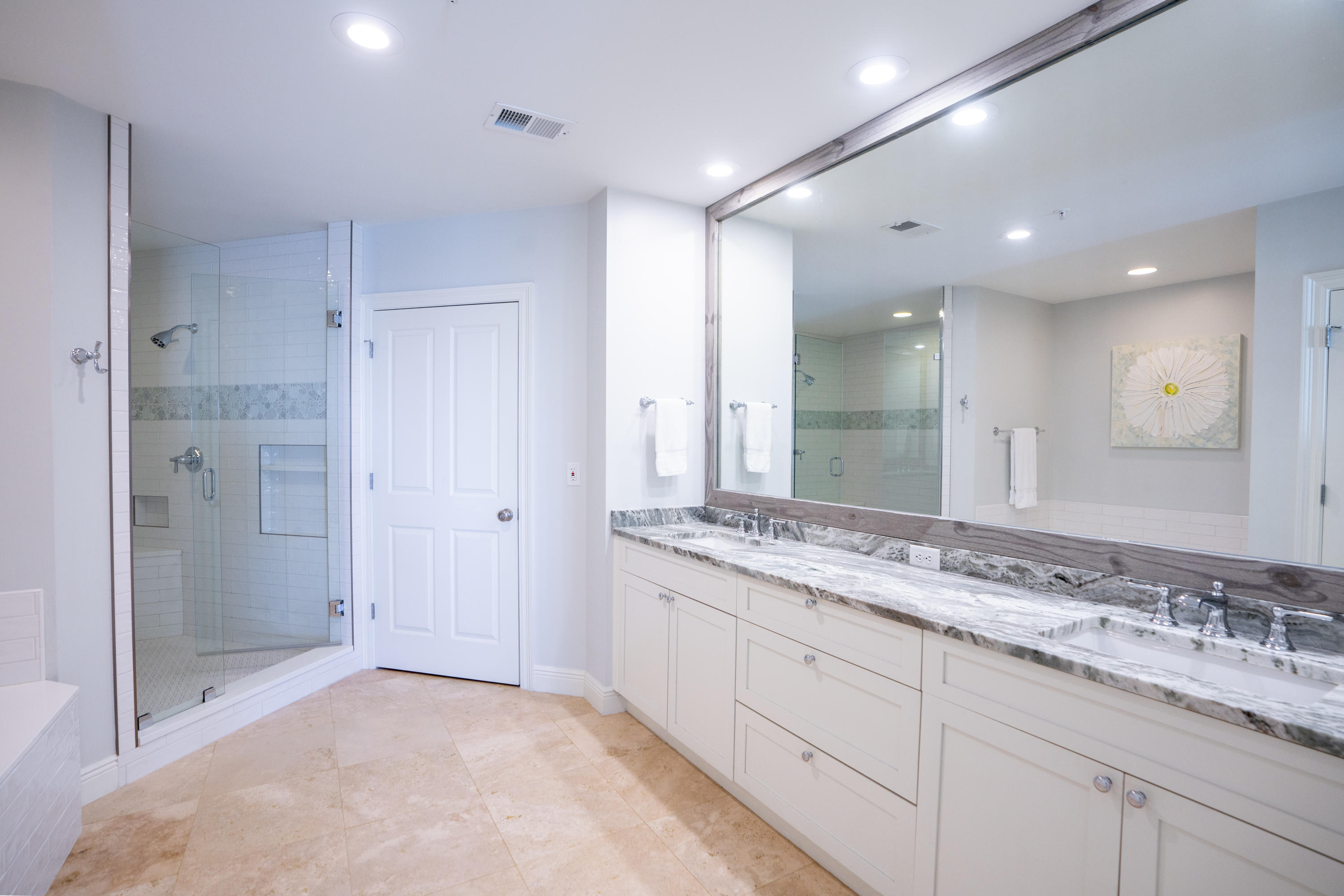 3880 East County Highway 30A, Unit 402 Santa Rosa Beach, FL 32459 - Photo 15 of 62 a bathroom with a granite countertop sink mirror and double