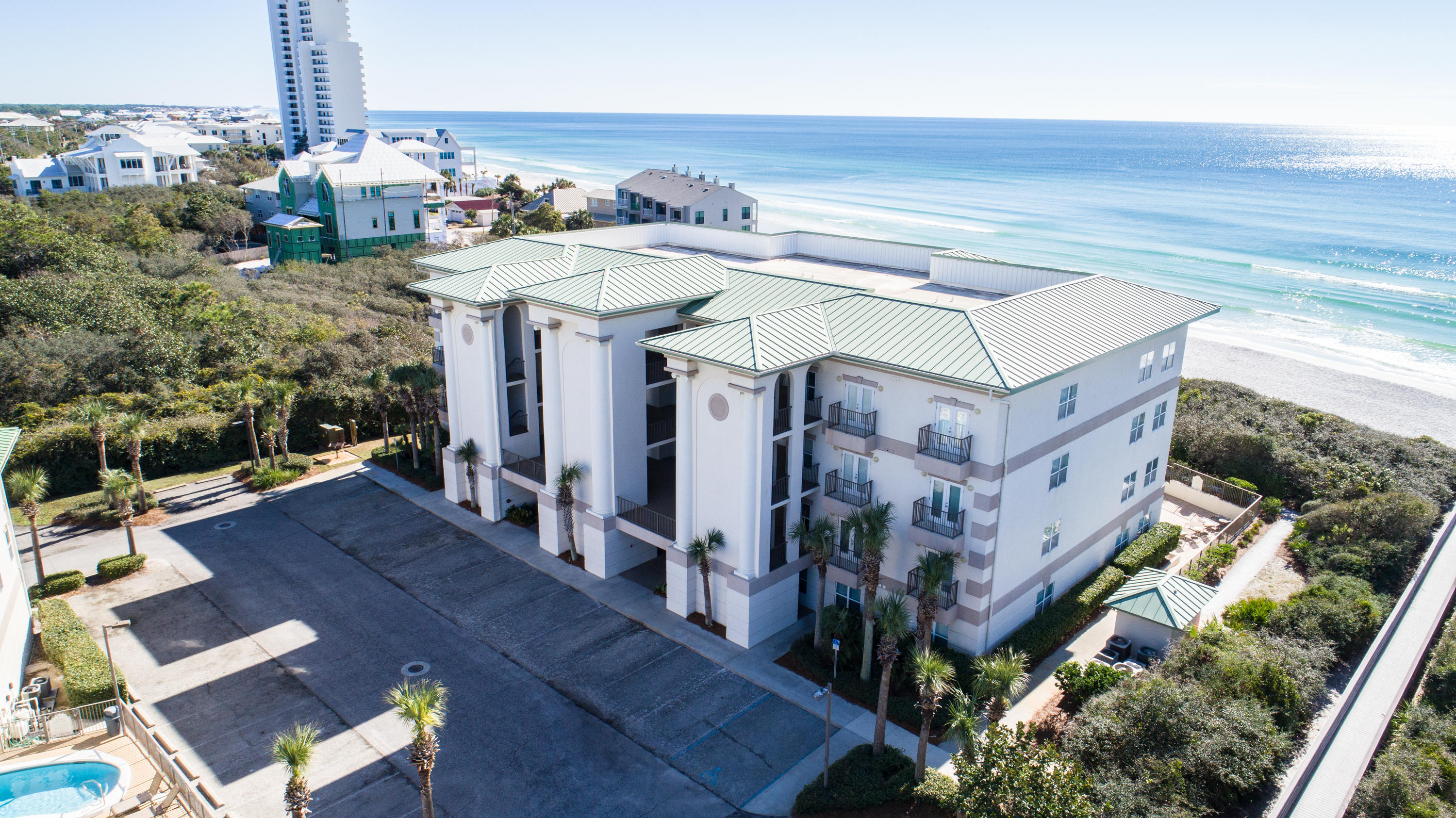 3880 East County Highway 30A, Unit 402 Santa Rosa Beach, FL 32459 - Photo 51 of 62 an aerial view of a house with wooden floor