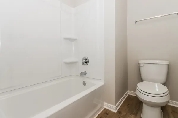a bathroom with a toilet and a bathtub