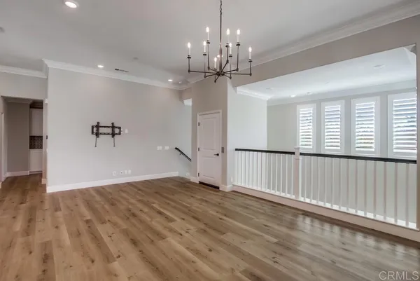 a view of a livingroom with a chandelier