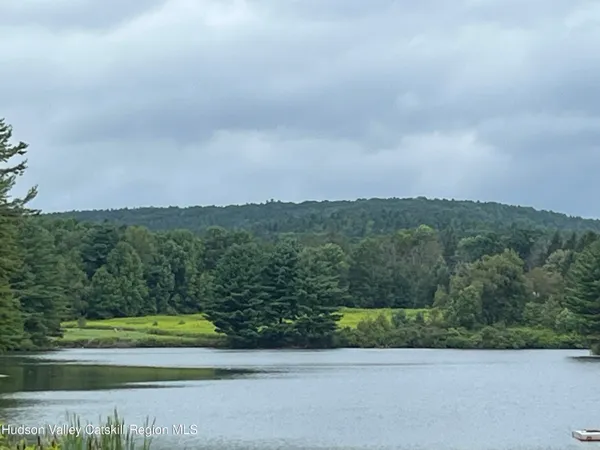 a view of a yard with an trees