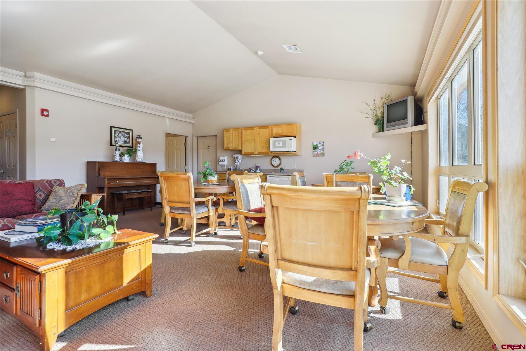 35 Sunshine Court, Unit 3 Durango, CO 81301 - Photo 19 of 26 a living room with furniture a fireplace and a flat screen tv
