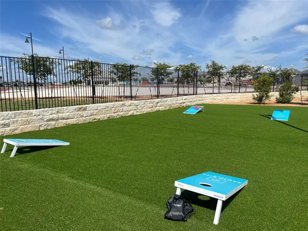 a view of a park with slide