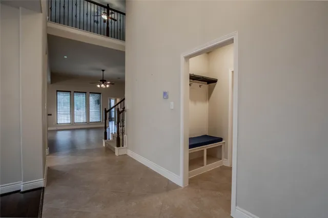a view of an empty walk in closet