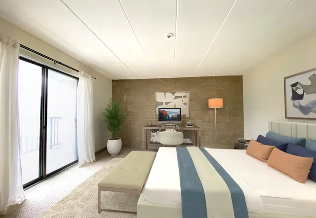 an empty room with windows