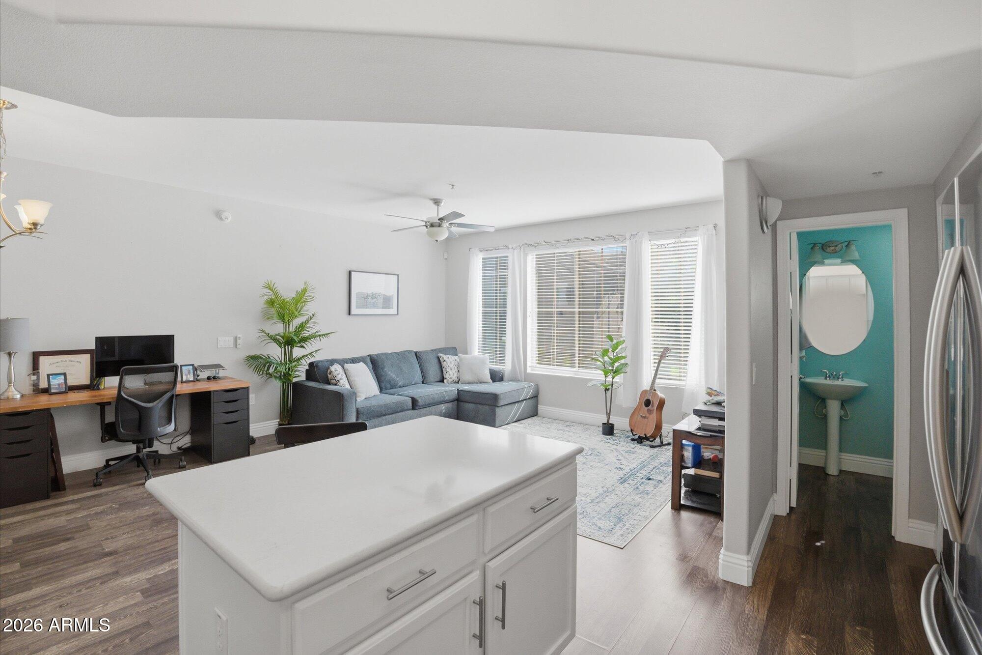 280 South Evergreen Road, Unit 1318 Tempe, AZ 85288 - Photo 9 of 24 Great Room, Island and Bathroom