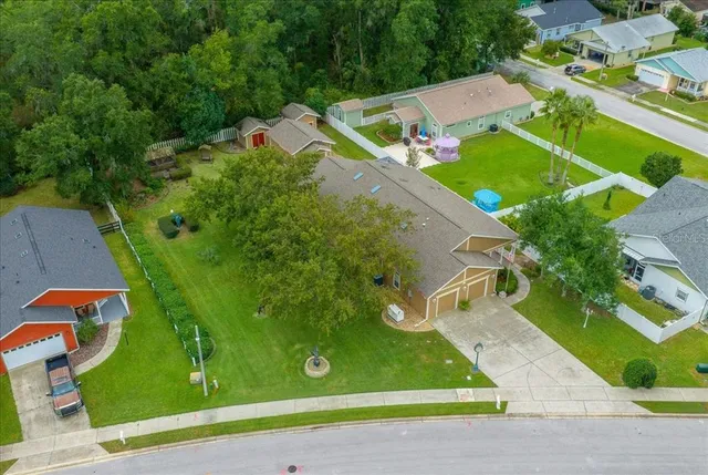 an aerial view of a house