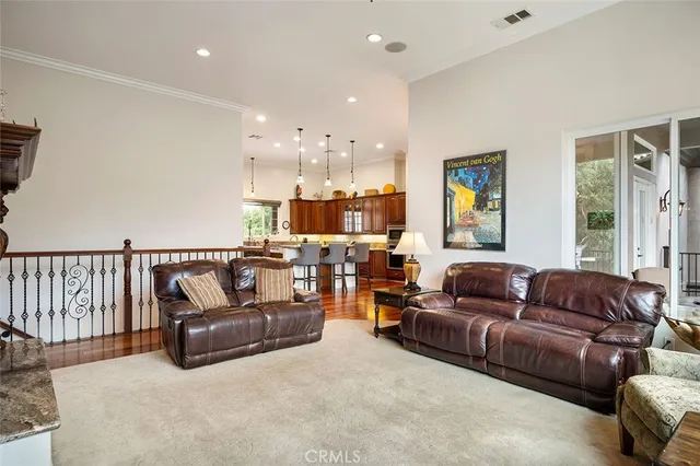 a spacious bathroom with a double vanity sink and a mirror