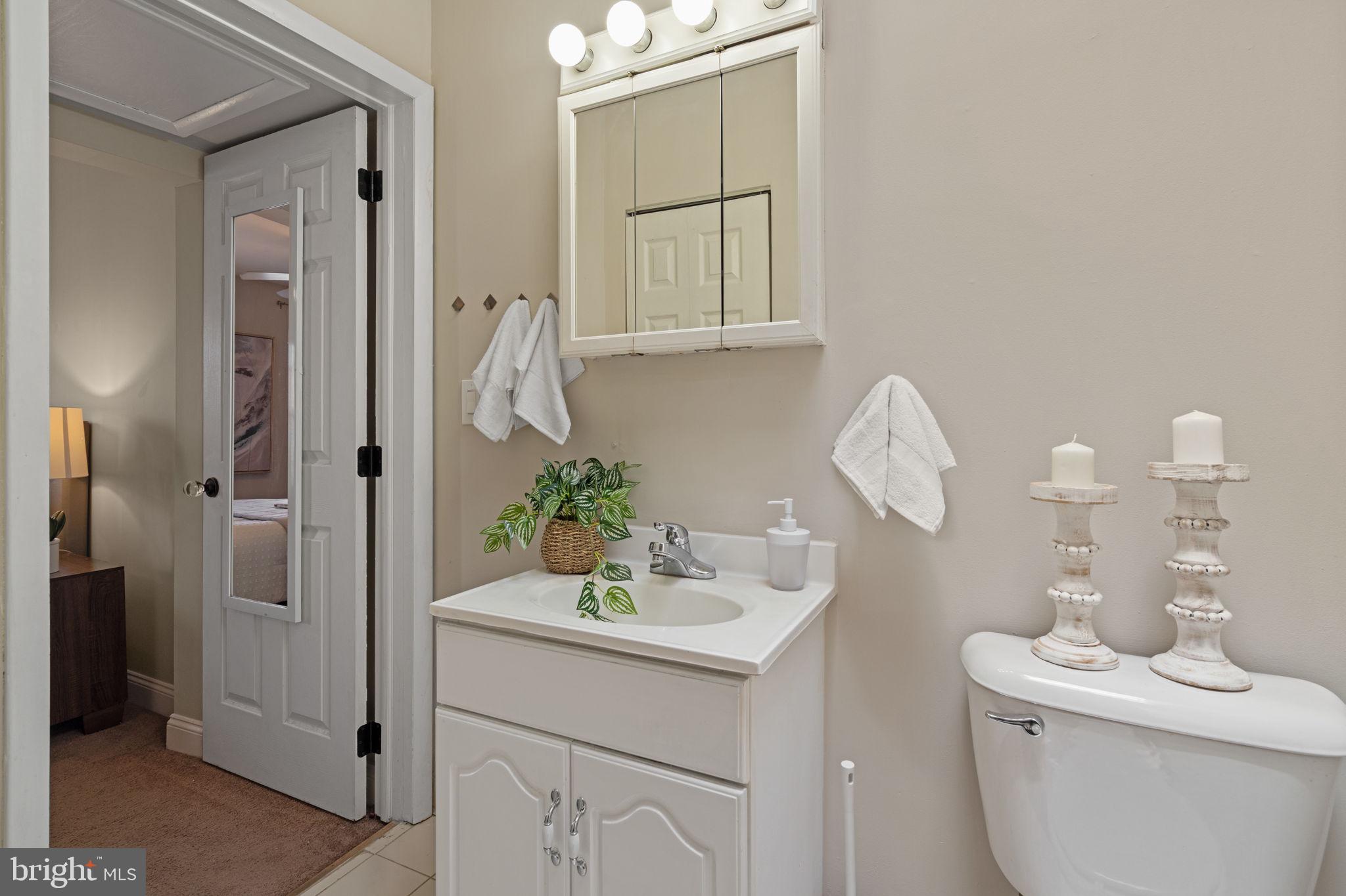 4092 Pechin Street Philadelphia, PA 19128 - Photo 14 of 28 a bathroom with a sink a toilet and mirror