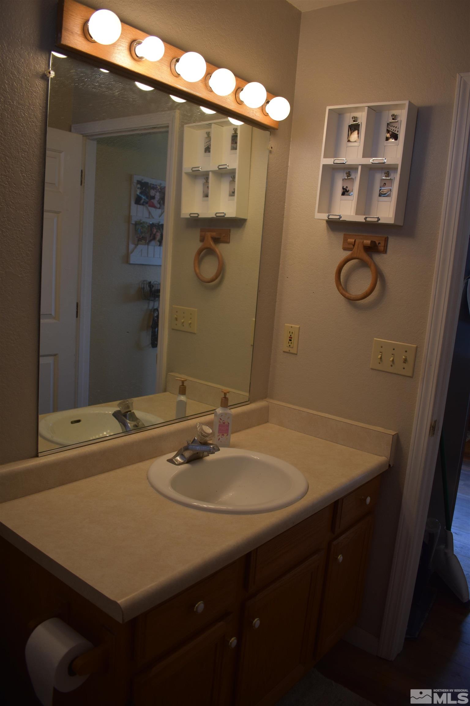 1737 Dee Jay Lane Minden, NV 89423 - Photo 15 of 40 a bathroom with a sink vanity and a mirror