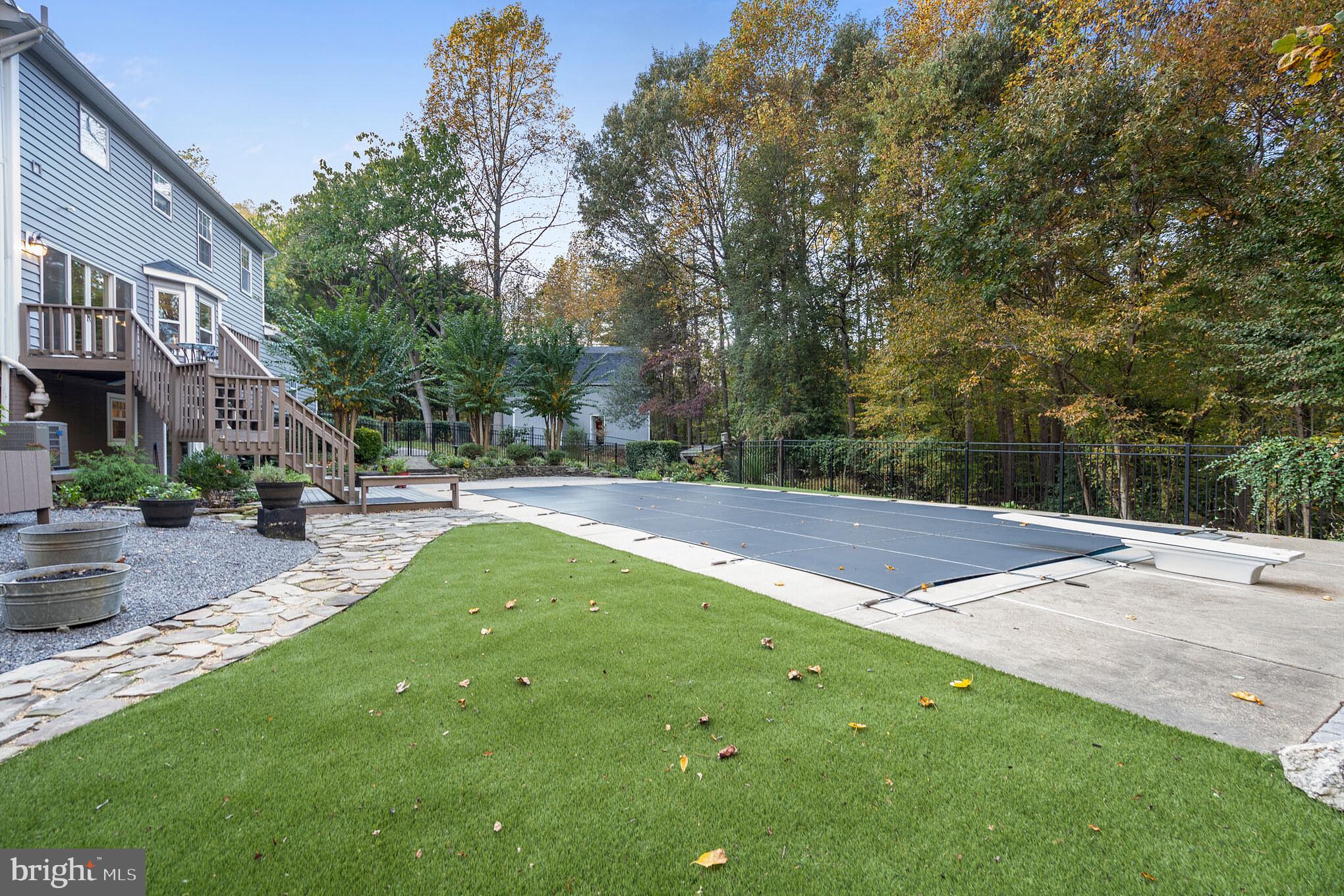 1965 Kings Landing Road Huntingtown, MD 20639 - Photo 38 of 46 Rear yard with pool, hardscape, artificial lawn.