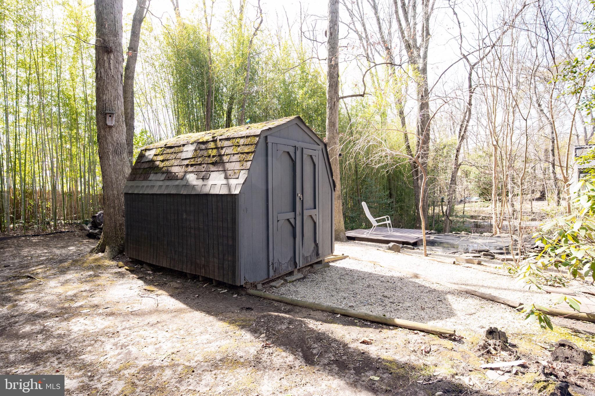 1945 Marthas Road Alexandria, VA 22307 - Photo 40 of 52 a view of a backyard with large trees and a barn