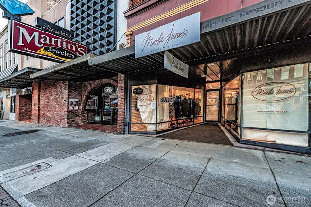 a view of a building and a street