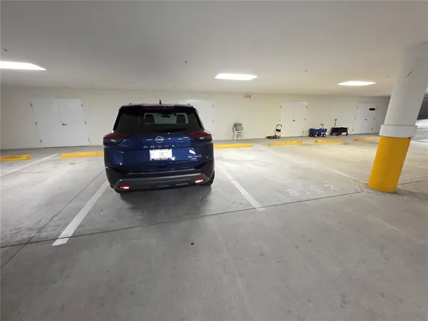 a car parked in a parking area