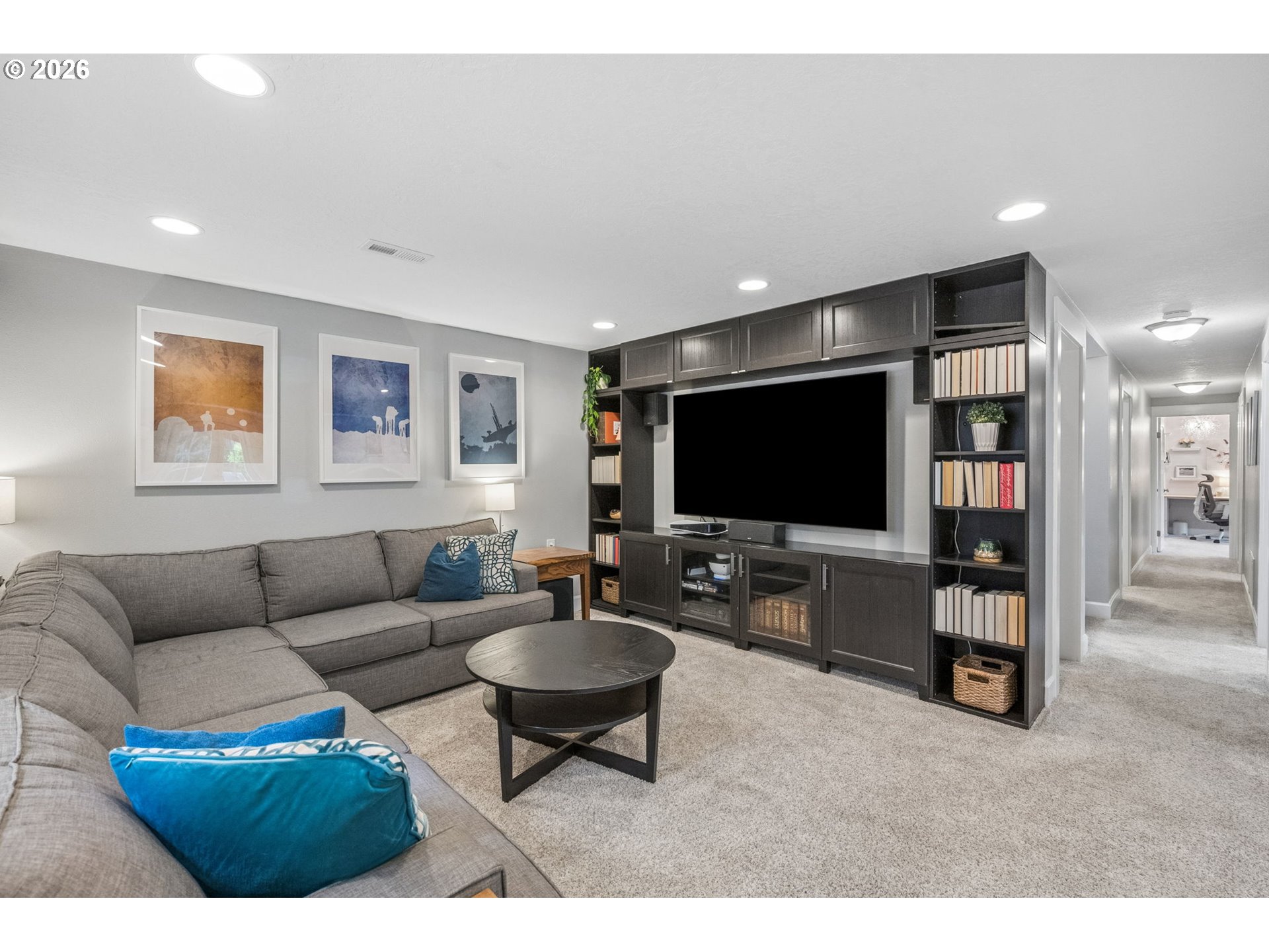6330 Southwest Fisher Avenue Beaverton, OR 97008 - Photo 25 of 48 a living room with furniture and a flat screen tv