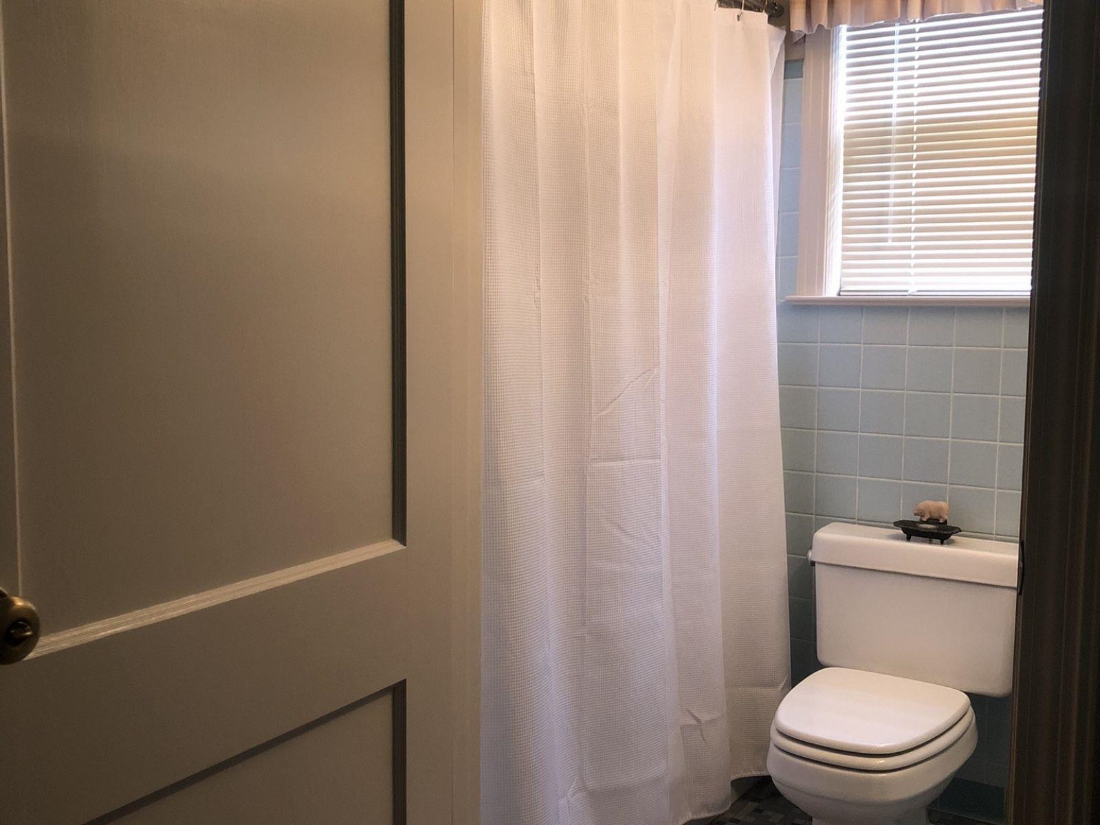 3334 Oak Road Bartlett, TN 38135 - Photo 16 of 40 a white toilet sitting next to a shower curtain